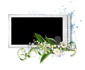 white frame with flowers