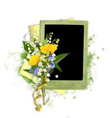 green beautiful frame with lily of the valley