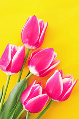 Naklejka premium Bouquet of tulips and as a background for post card