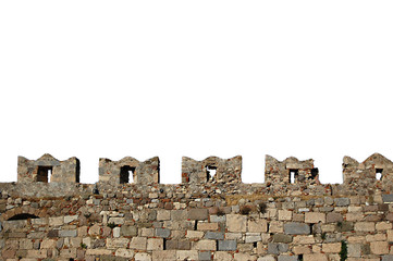 Geïsoleerde kasteelmuur kantelen van Kos Castle