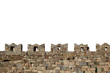 Foto op Plexiglas Kasteel Geïsoleerde kasteelmuur kantelen van Kos Castle