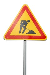 Construction road sign