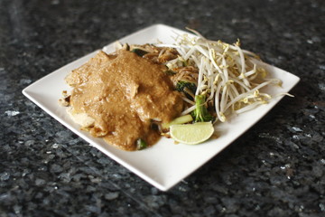 Thai entree with pad thai noodles
