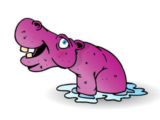 purple Hippopotamus on water