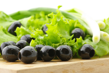 Black olives and greens
