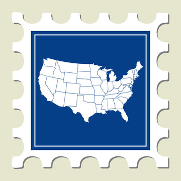 Stamp of USA Map