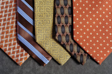 Five tones of brown and yellow Ties in exhibition