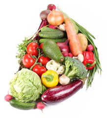 With vegetables as a semicircle.