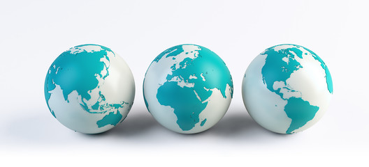 Three computer rendered globes