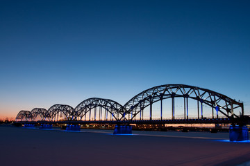 Railway bridge at night