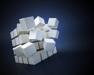 3D abstract flying cubes illustration