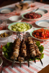 shashlik on the table