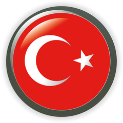 Turkey, shiny button flag vector illustration