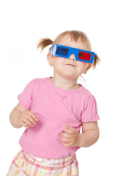 little girl with 3D glasses