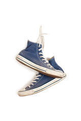 sneakers hanging on the wall