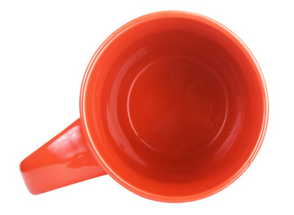 Red tea cup, view from above