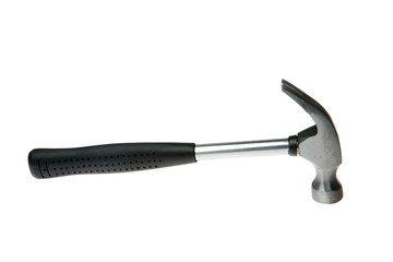 A plastic handle hammer, isolated on white.