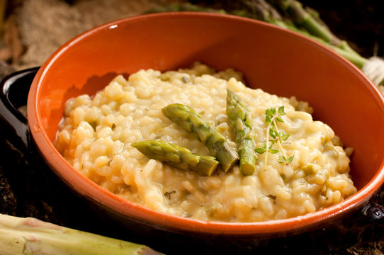 asparagus rice in bowl