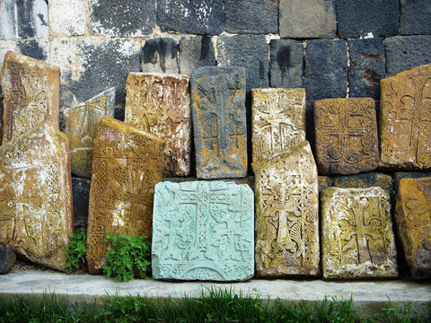 Khachkars in Sevanavank  Monastery, Armenia