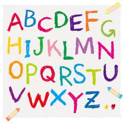 クレヨンで書いたアルファベット