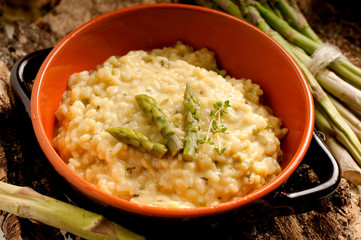 asparagus rice in bowl