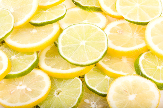 Sliced lemons and limes Close-Up