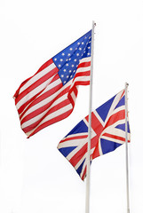 American and British flags, background
