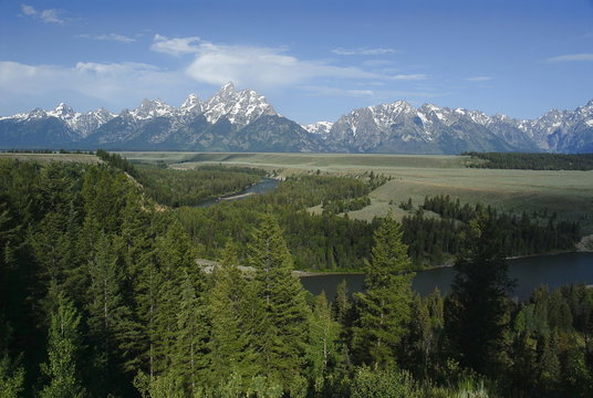 Grand Tetons and Snake river from the Glacier view