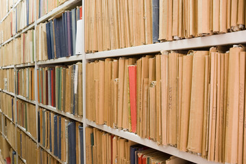archive shelves documents