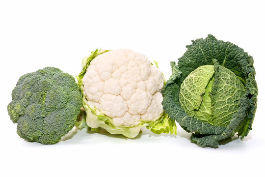 coliflor, repollo y brócoli naturales