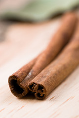 two cinnamon sticks