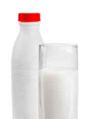 Milk bottle and glass