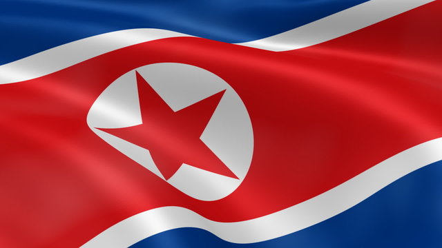North Korea flag in the wind