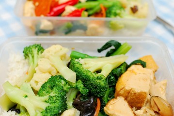 Many healthy vegetables for packed meal