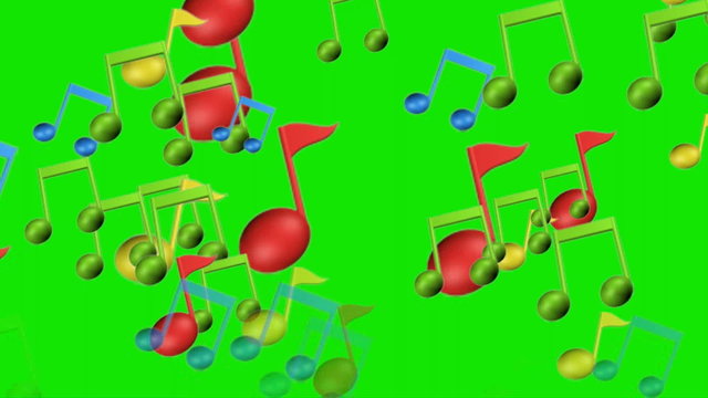 music notes on green screen