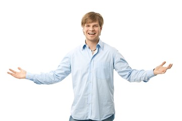 Happy man with arms wide open