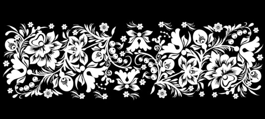 black and white flower ornamental band