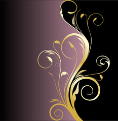 black and gold floral background