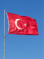 Turkish flag and blue sky