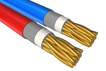 High voltage power cable close-up