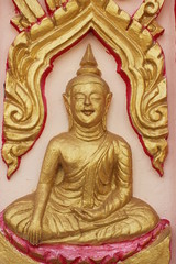 Fototapeta premium Carving on the door of temple, Borabue, Mahasarakam