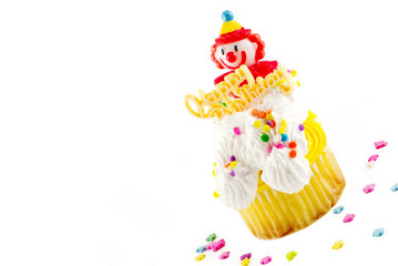 Obraz na płótnie Canvas Happy Birthday Clown Cupcake