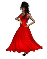 Young Spanish Flamenco Dancer in Red Dress