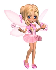 Poster Schattige Toon Ballerina Fairy in roze - staand © Algol