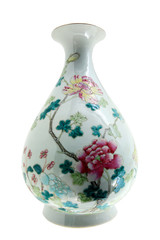 Antique Chinese Vase isolated over white with clipping path.