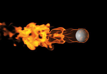 Golfball mit Feuerschweif