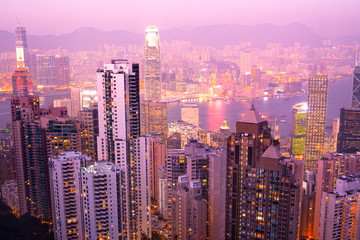 Fototapeta na wymiar Panoramic view from Victoria's Peak, Hong Kong, China