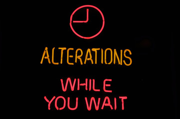 Alterations While You Wait Neon Sign