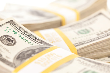 Fototapeta premium Stacks of One Hundred Dollar Bills