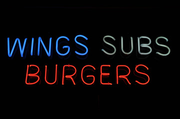 Wings Subs Burgers Sign